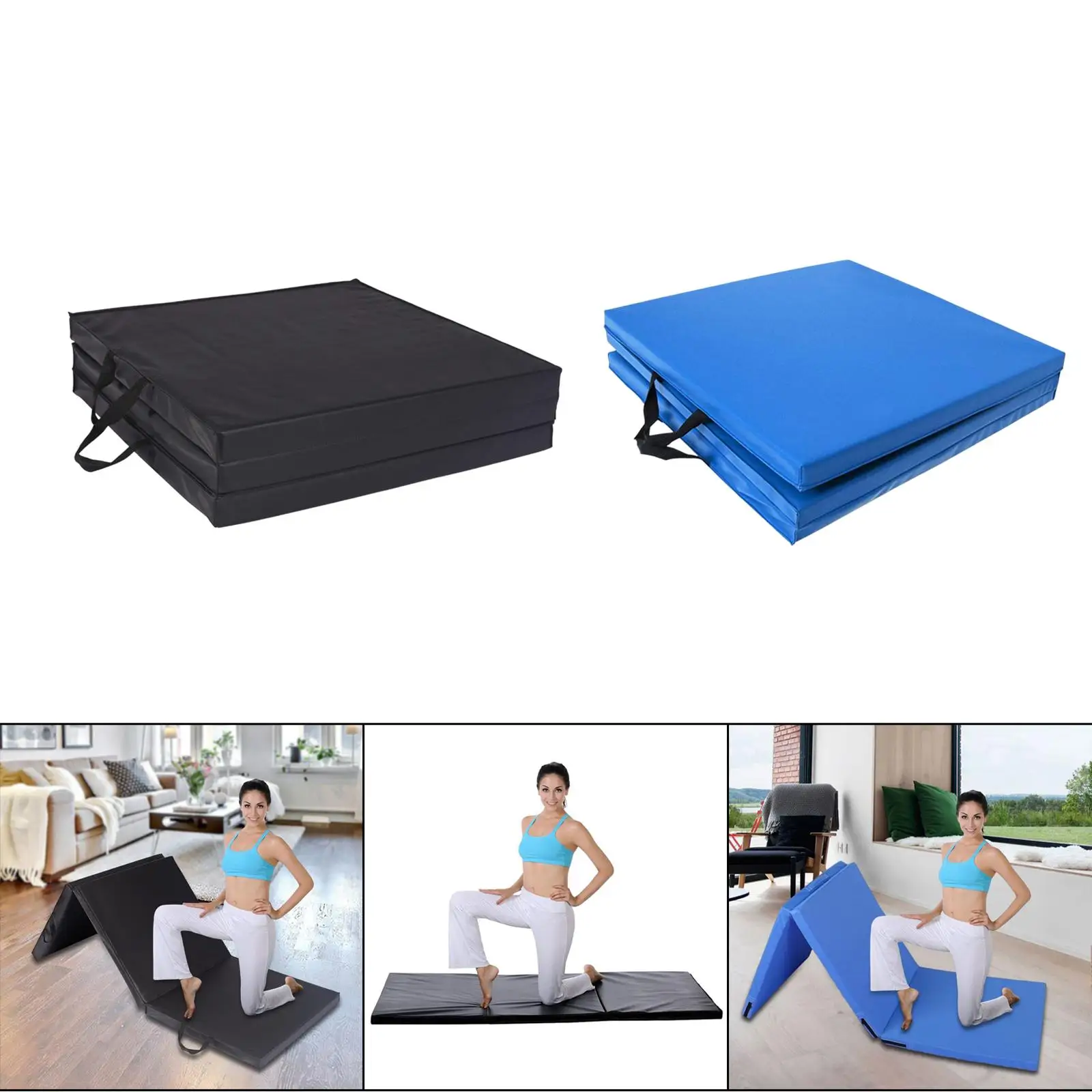  Folding Exercise  and  3 Panel with Carrying Handle Waterproof for Pilates, Stretching, Tumbling, Trainer, Core Workouts