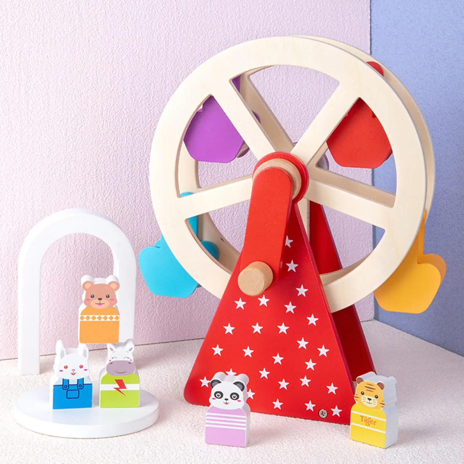 Kids Rotating Wheel Toys Manual Activated Assembly 3 Fairground for Gifts