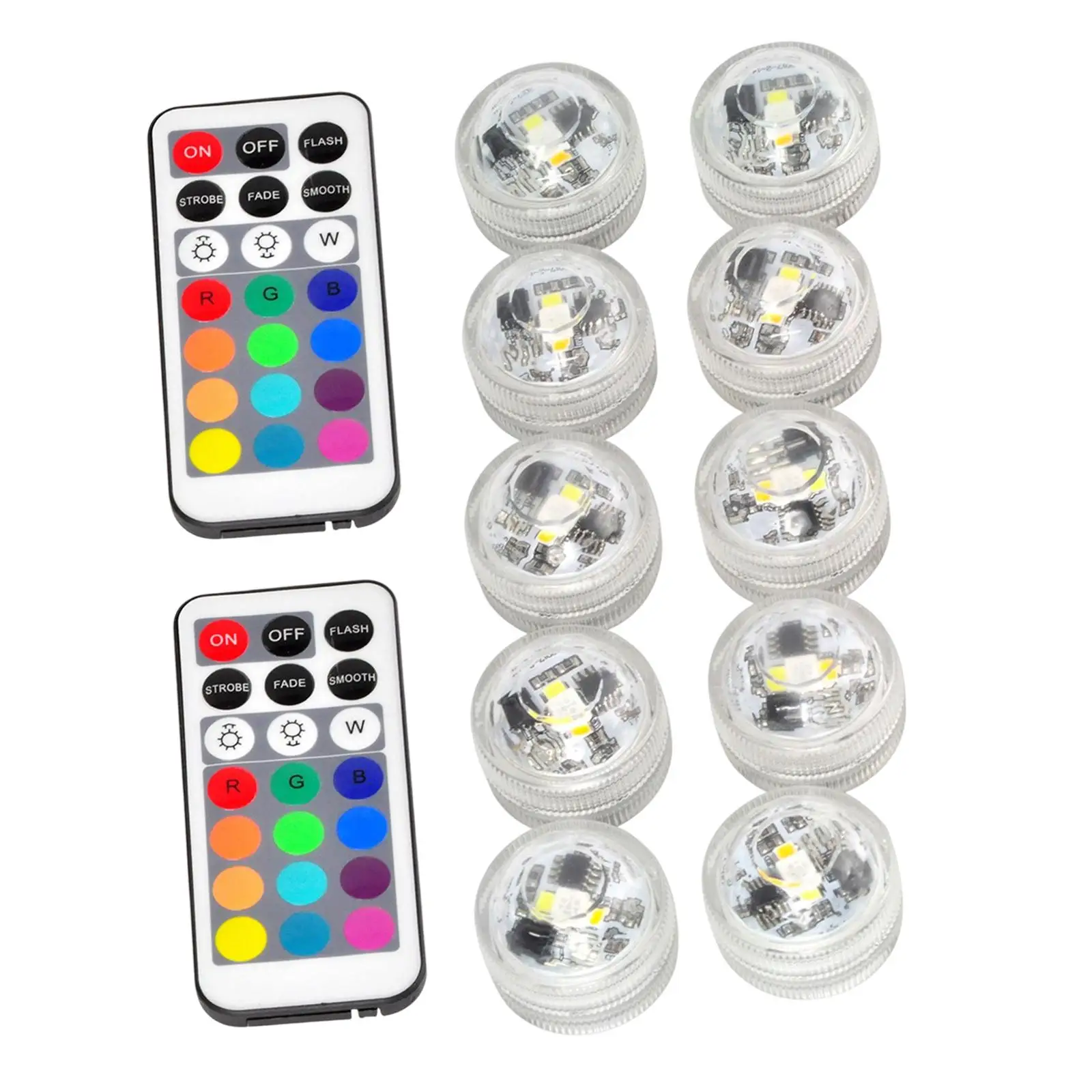 10 Pieces Fish Tank LED Lights Submersible Remote Control RGB Lamp Waterproof IP65 for Wedding Hot Tub Bath Fountains Pond