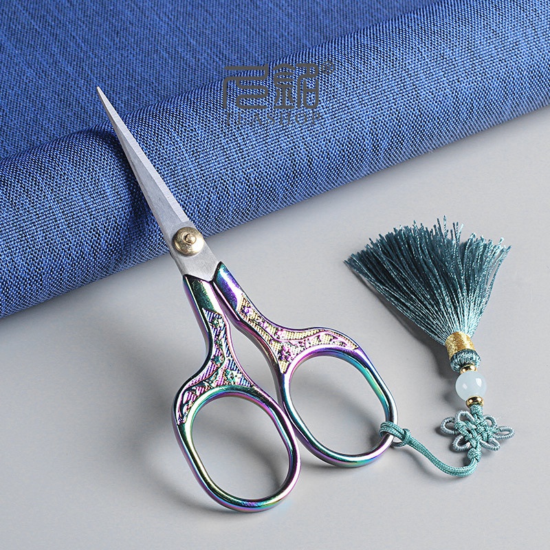 Vintage-Bastelschere aus Edelstahl mit quadratischem Griff, Haushalt, DIY-Stickgarn zum Nähen, Schneiden von Stoff mit chinesischem Knoten – Detail 4