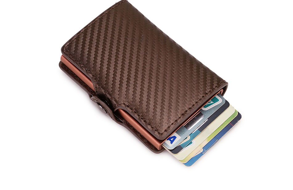 Carbon Fiber RFID Blocking Leather Wallet - Mens Credit Card Holder Case