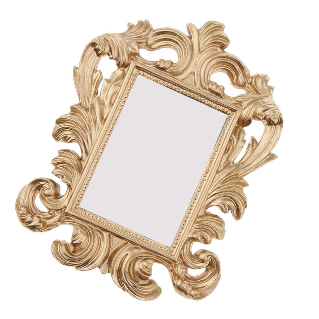 Glitters Golden Baroque Photo Frame Resin Stand Photo Picture Frame DIY Place Name Card Holder for Desk or Wall