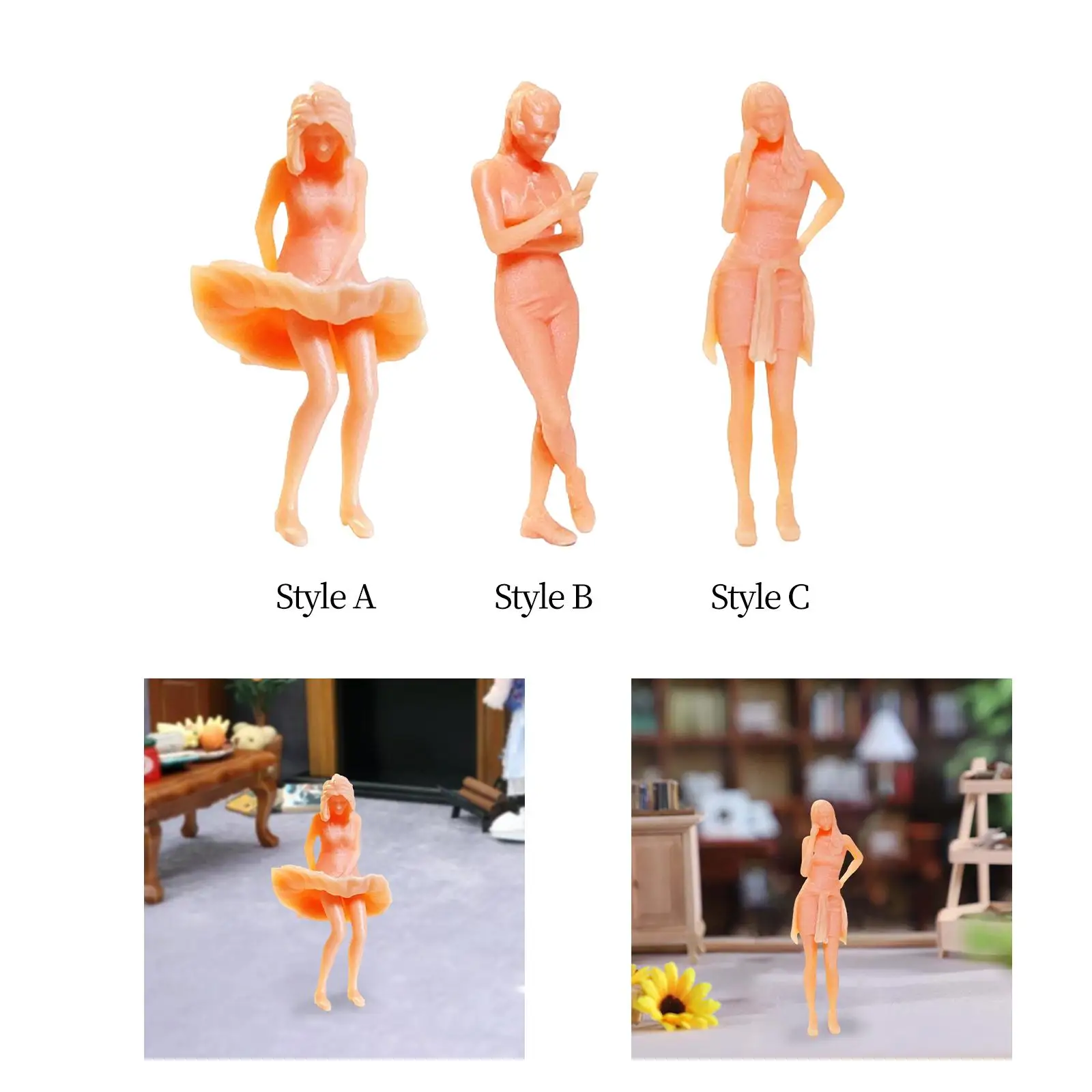 1/64 Miniature People Assorted Poses Standing and Sitting for Railroads Fairy Garden Photography Props Ornament Collectibles