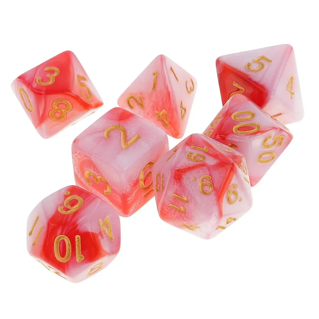 7x Polyhedral Dices Double-Color D20 D12 D10 D8 D6 for &Dragons RPG