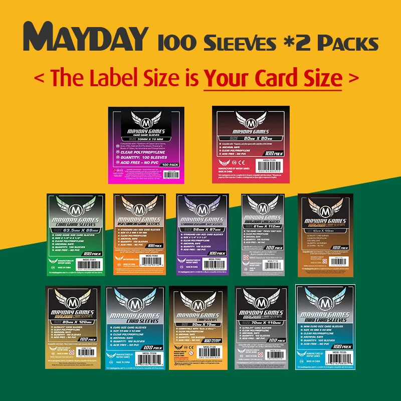 Mayday Games Standard American USA Board Game Card Sleeves Clear 56 X 87mm 100ct for sale online