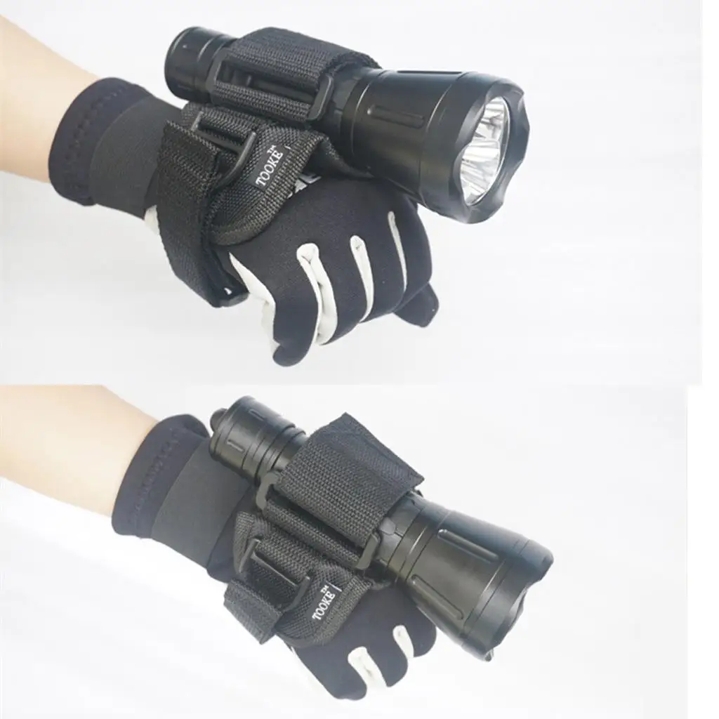Durable Diving Flashlight Holder Scuba Dive Glove Strap Adjustable Wristband