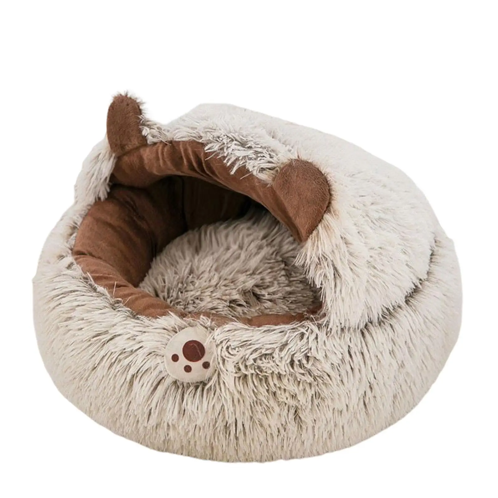 Cat Sleeping Bed Plush Bed for Pets Semi Enclosed Kennel Cute with Removable Washable Cushion Anti Slip Four Seasons Universal