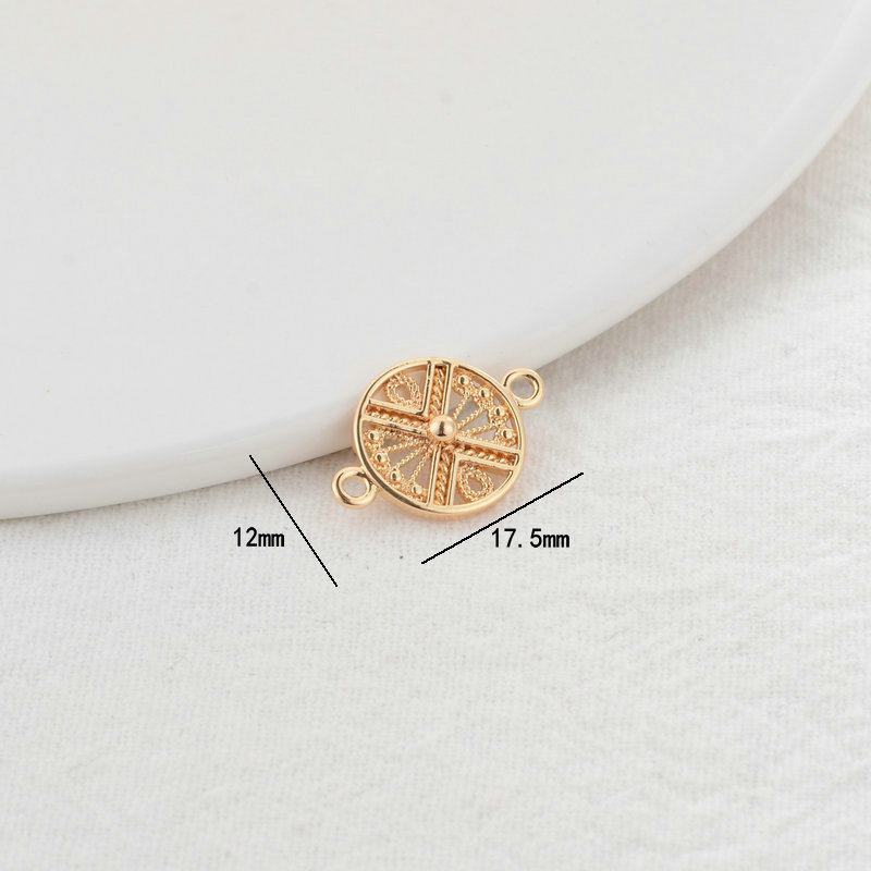6pcs 13 × 19mm 14k vergoldet rund 2 Löcher verbinden Charms Anhänger Schmuck herstellung liefert DIY Zubehör – Detail 6