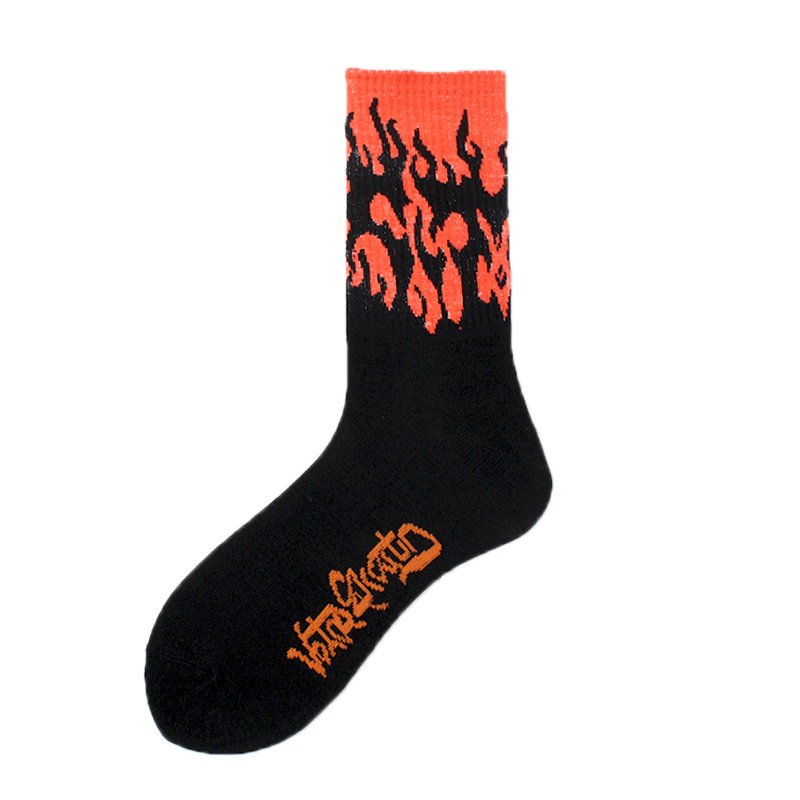 1 Paar Damenmode Hip Hop Hit Color On Fire Crew Socken Red Flame Blaze Power Torch Hot Warmth Street Skateboard Socken – Detail 16