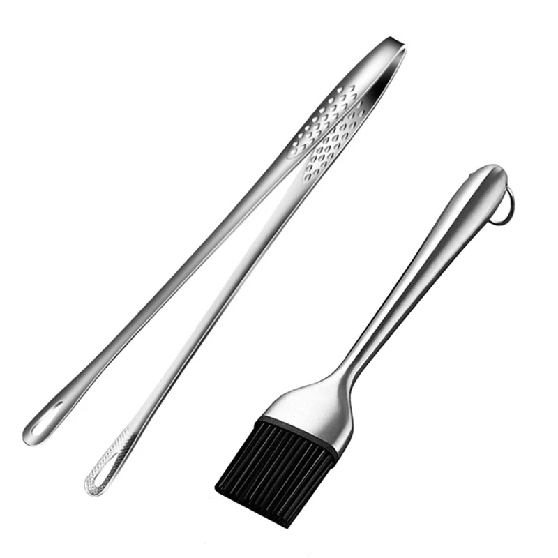 Food Tongs Kitchen Barbecue Cooking Tongs Silicone Oil Brush Set Bbq Tongs Clip Basting Brush Grill Meat Tongs Clamp Bbq Tools