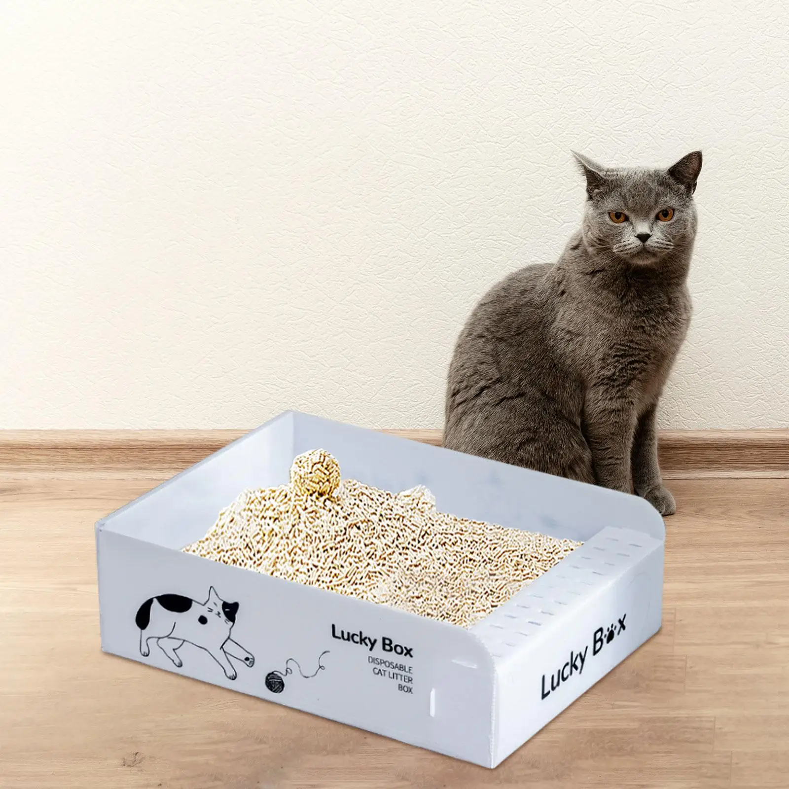 Open Cats Litter Box Sand Box Kitty Litter Pan Disposable Cat Litter Box Pet