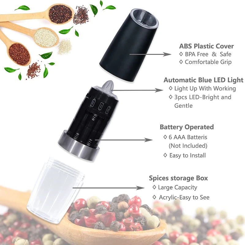 Pepper Mill Electric Herb Coffee Grinder Automatic Gravity Induction S –  Spice It Up Shakers