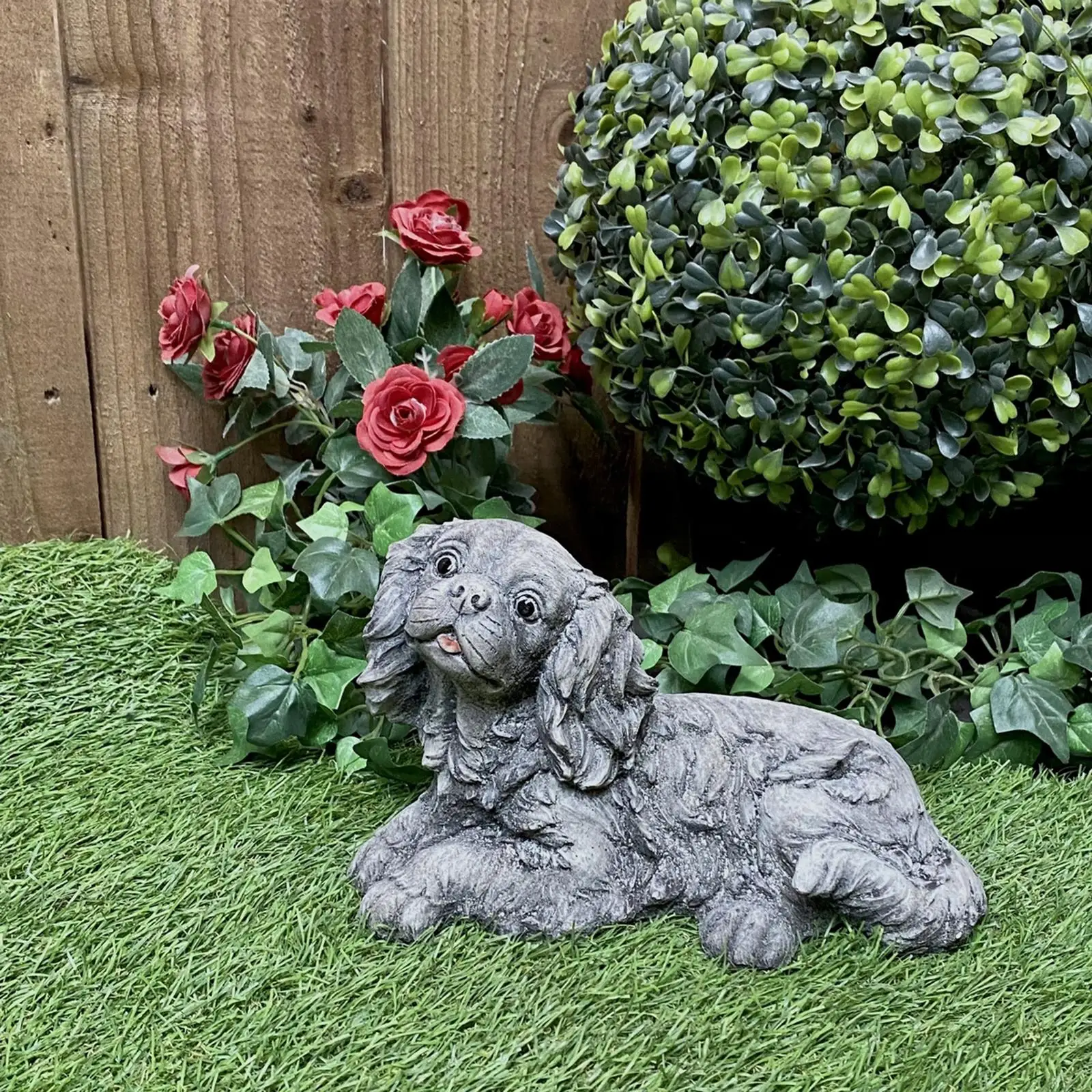 King Charles Spaniel Dog Figurine Garden Statues Sculpture for Outdoor