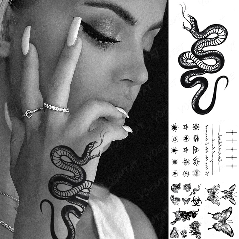 Best of Dark Snake Waterproof Temporary Tattoo Stickers Scorpion Prajna Old School Flash Tattoos Hand Arm Women Body Art Fake Tatoo Men Reviews & Tips