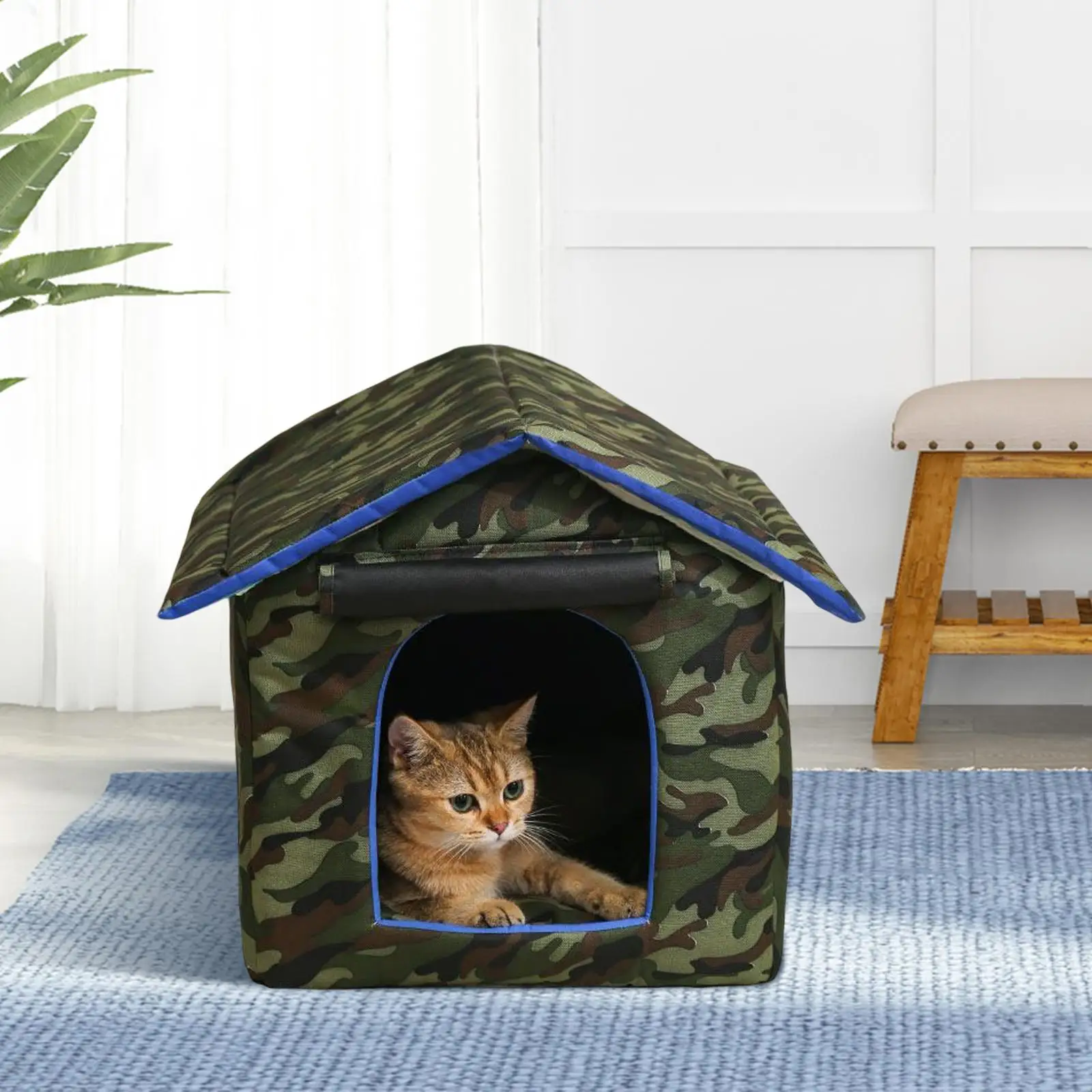 Warm Outdoor Pet House Bed with Thickened Sponge Mat Windproof for Puppy Feral Cats