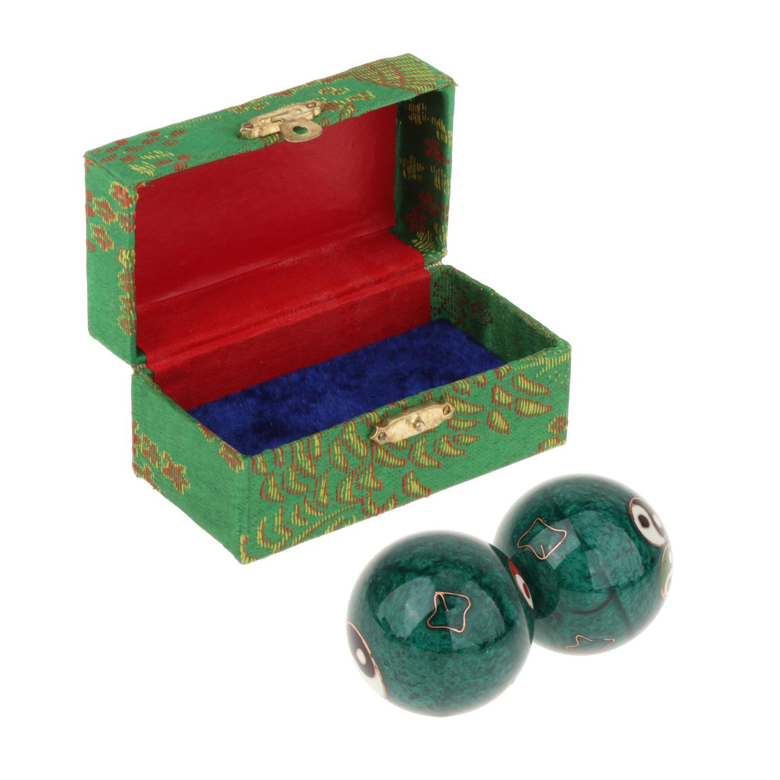 2 Pieces Hand Massage Balls with Storage Box Gift Baoding Balls for Parents