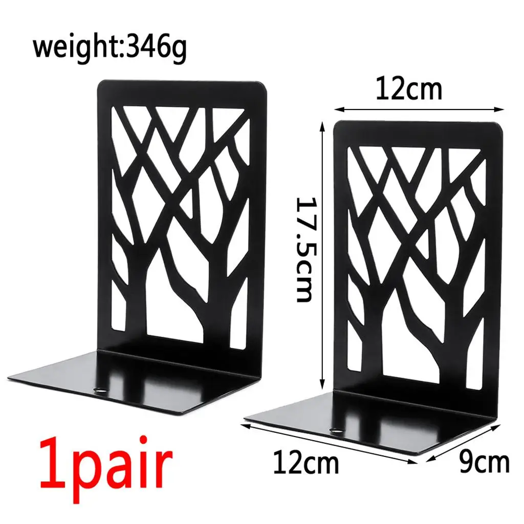 2x1Pair New Contemporary Mat Simple Metal Bookends Book Ends Pair Black
