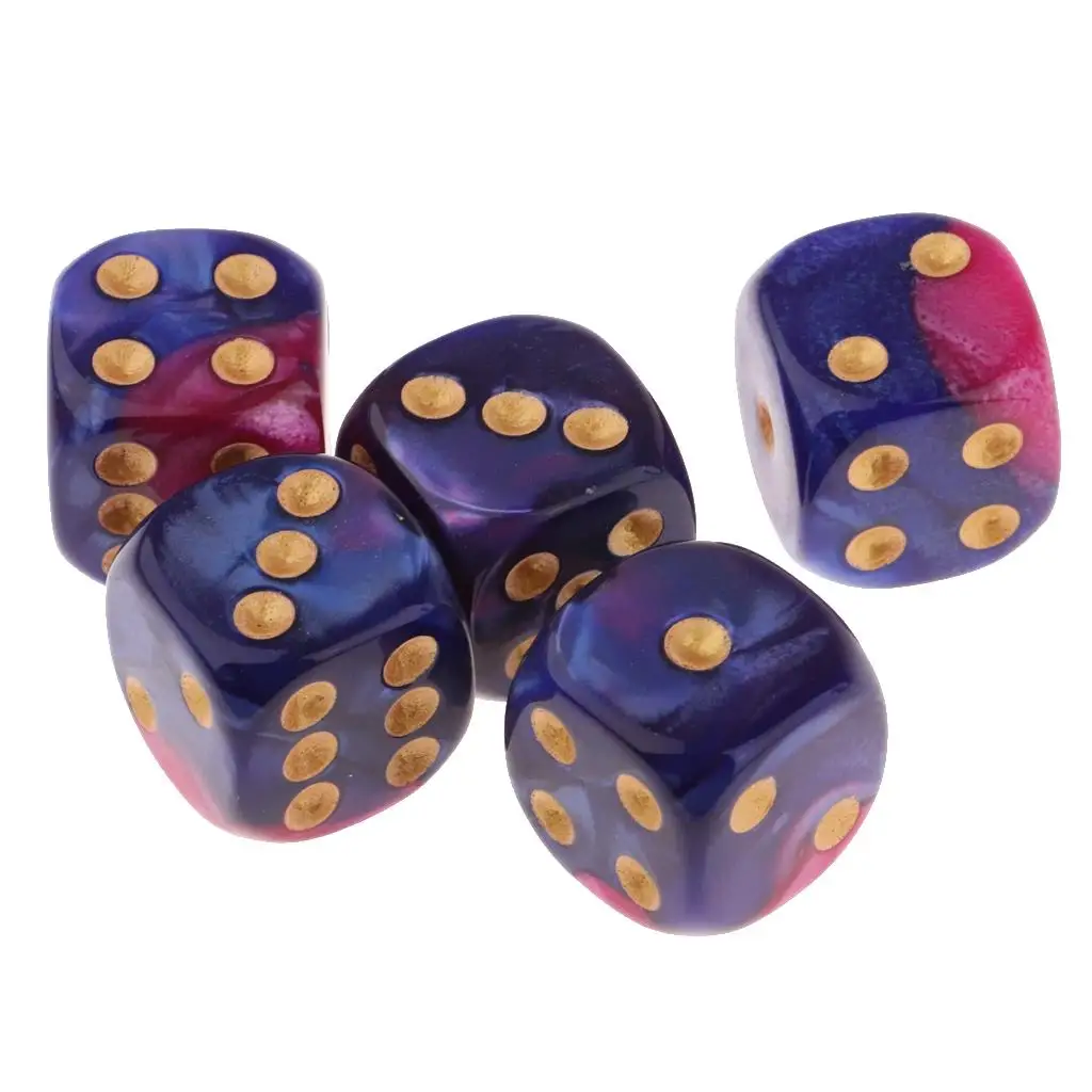 6-Sided , 5Pcs Translucent Colors for Board Games and Teaching Math  