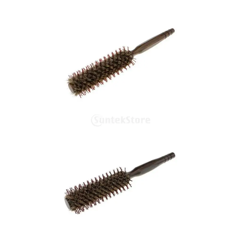 2x Styling Hairbrush Curling Roller Hairbrush Wooden Handle for 