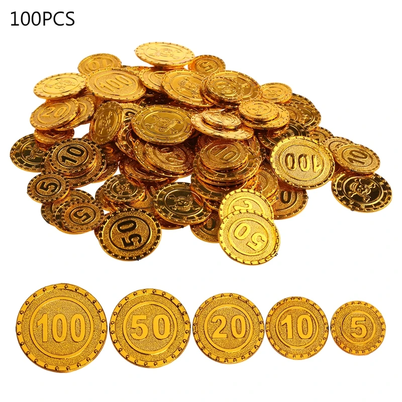 100 шт./набор, Детские золотые монеты - купить по выгодной цене | AliExpress