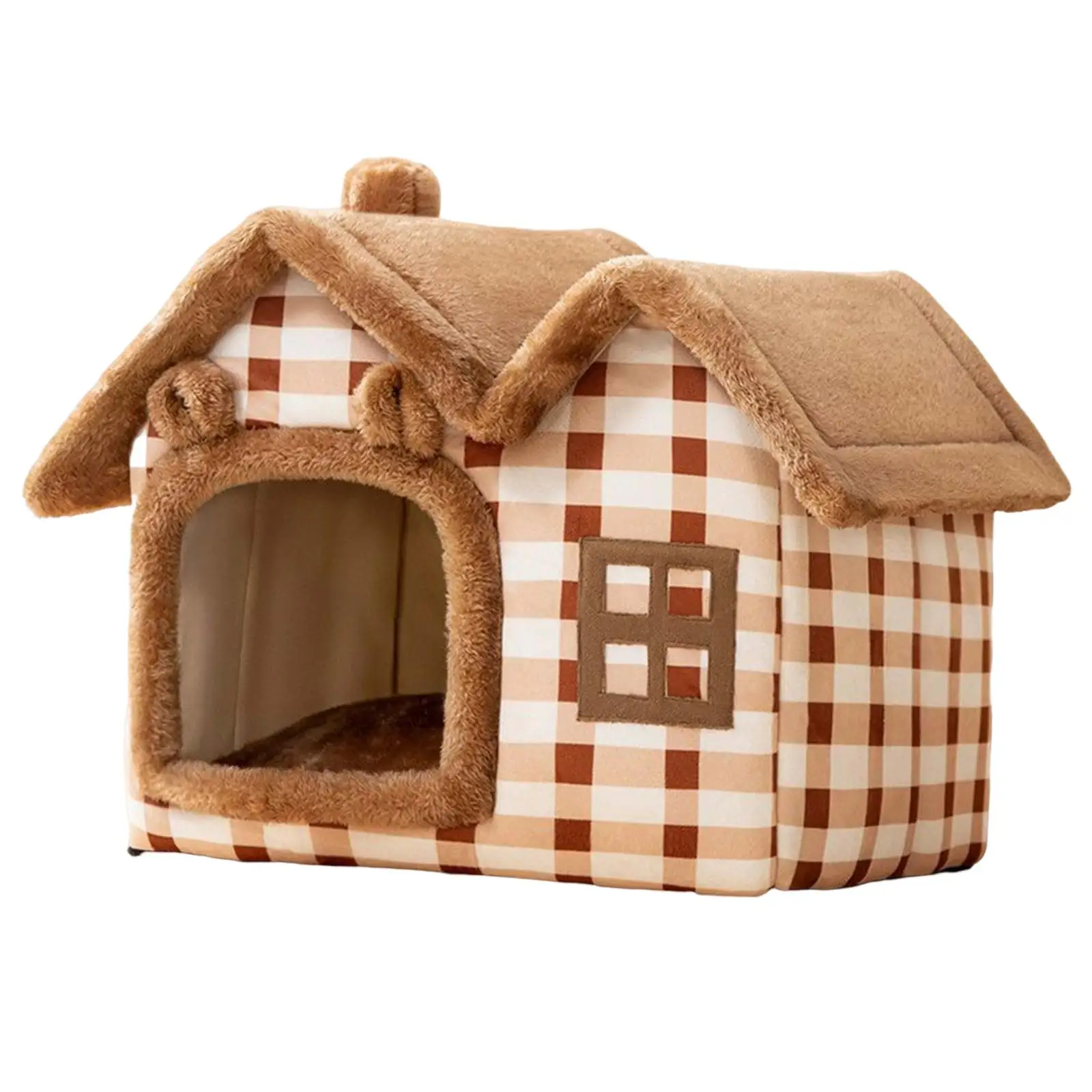 Dog House Indoor with Removable Pad Pet Cat Bed Pets Accessories Home Shelter Semienclosed Kitten Cave Hut for Puppy Kitten Cat