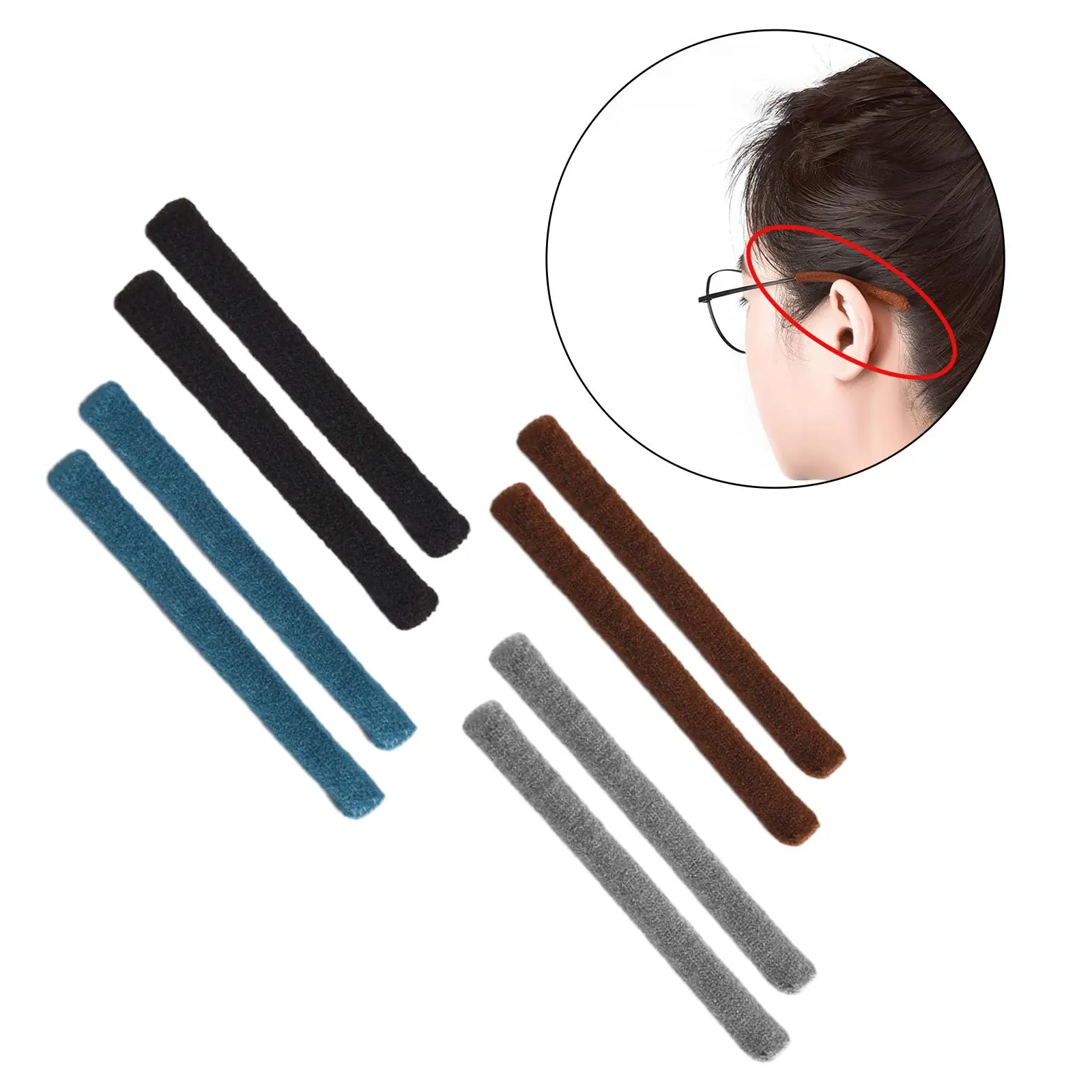 2 Pieces Eyeglasses Temple Tips Sleeve Anti Slip Ear Grip Hook Soft Glasses Ear Cushion for Reading Glasses Spectacle Sunglasses