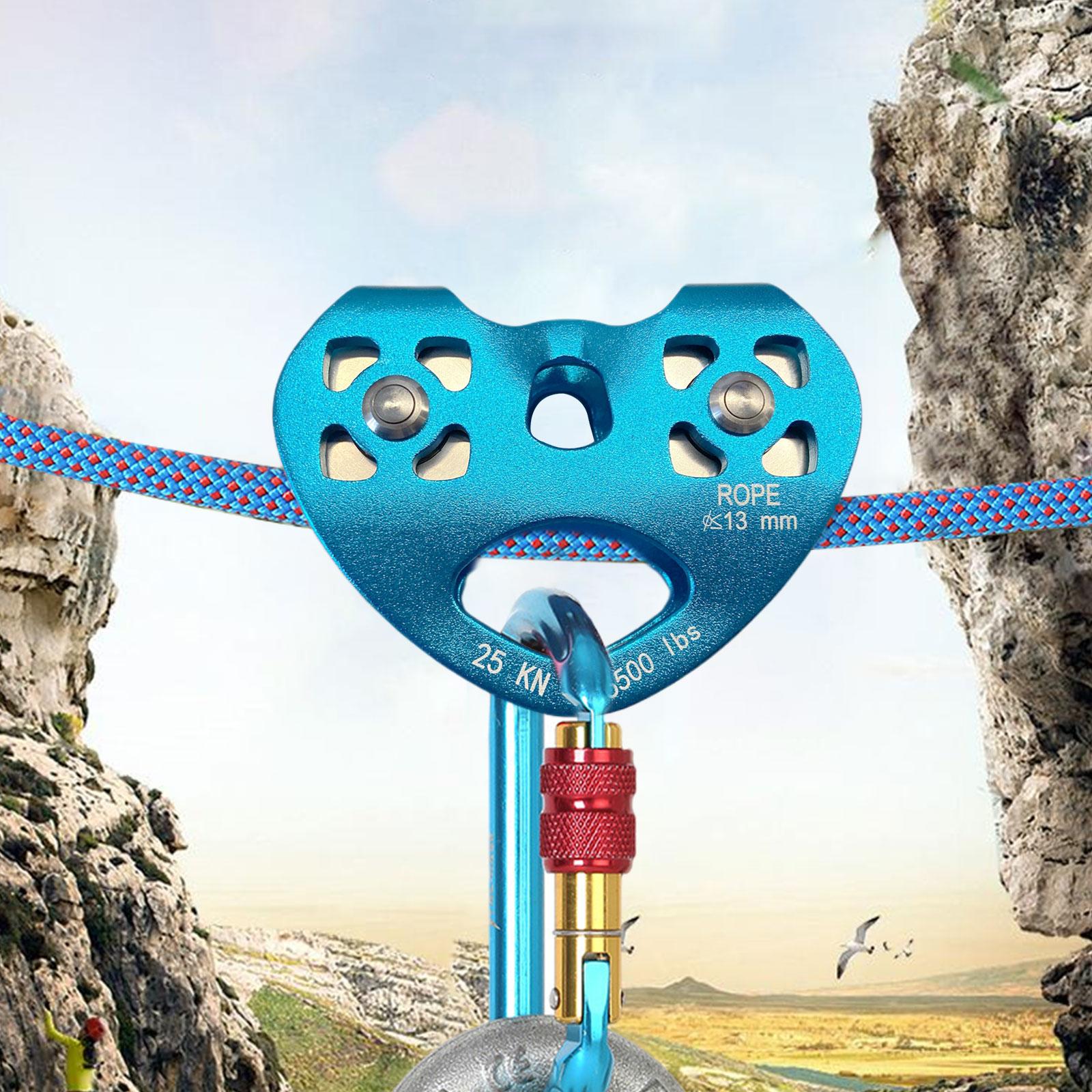 Double Pulley with Ball Bearing 25KN Trolley Pulley for Outdoor Sports Arborist Rock Climbing Caving Work Accessories