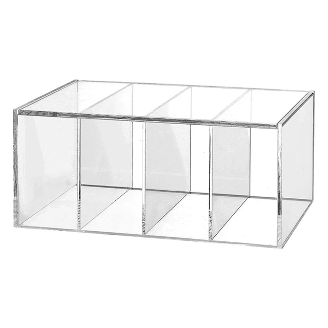 Acrylic Retail Tray Four Compartment 15.75 Wide x 4 Deep Clear Countertop  Coffee Bar Snack Organizer Table Coffee Tea Bags Sugar Holder Condiment