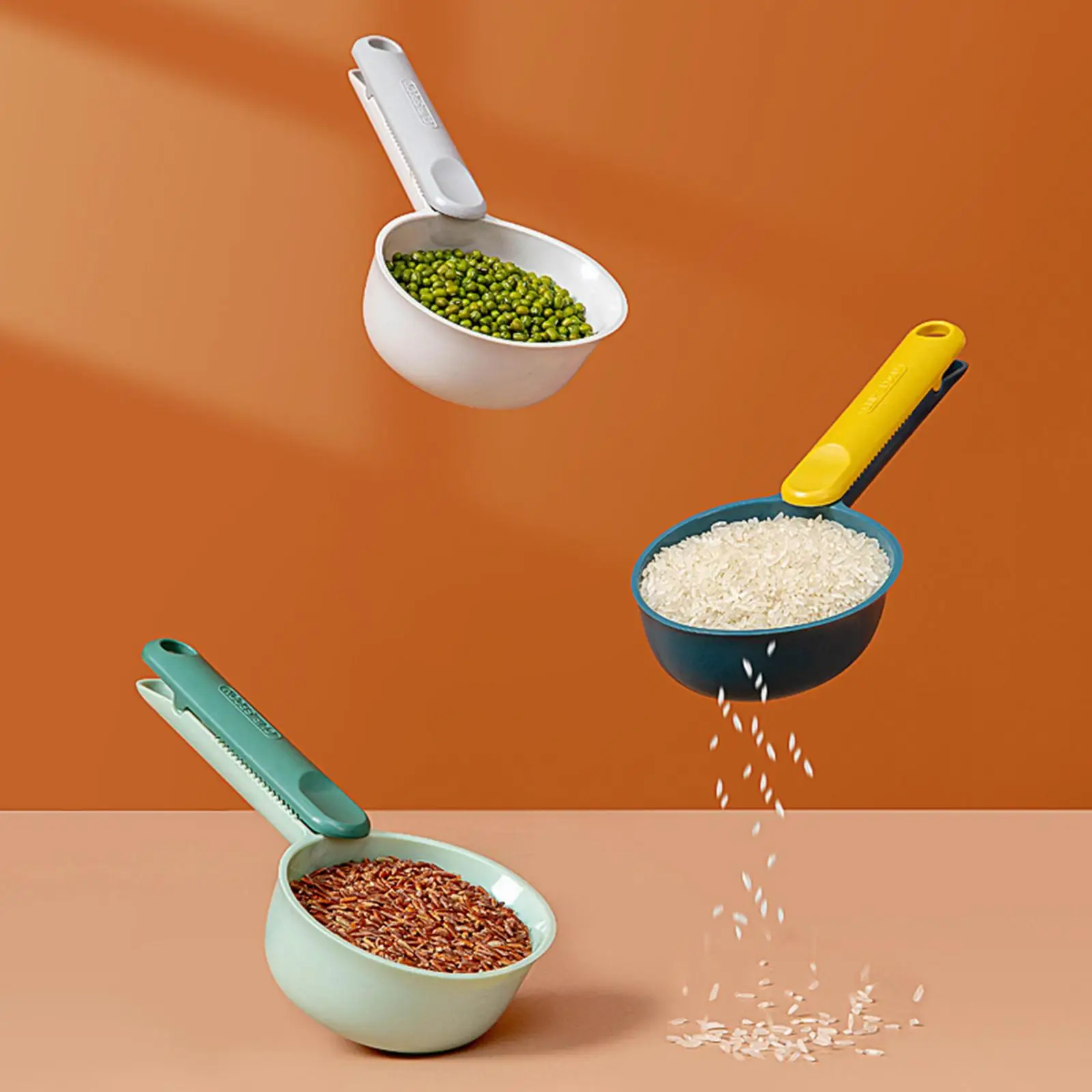 Kitchen Scoop Rice Spoon Flour Spoon with clip Large Capacity Measuring Spoon