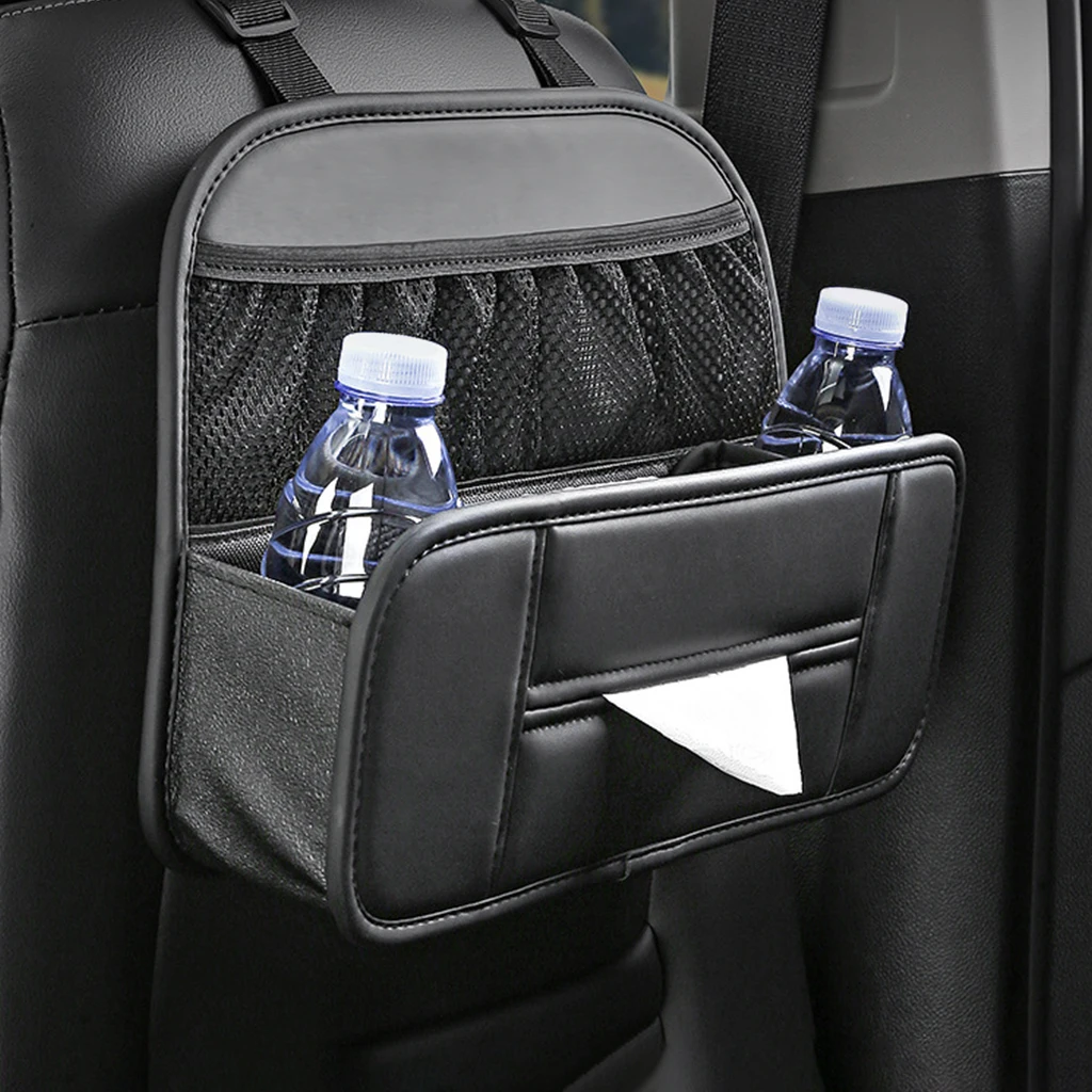 Car Seat Back Organizer Water Resistant for with Hangers Black