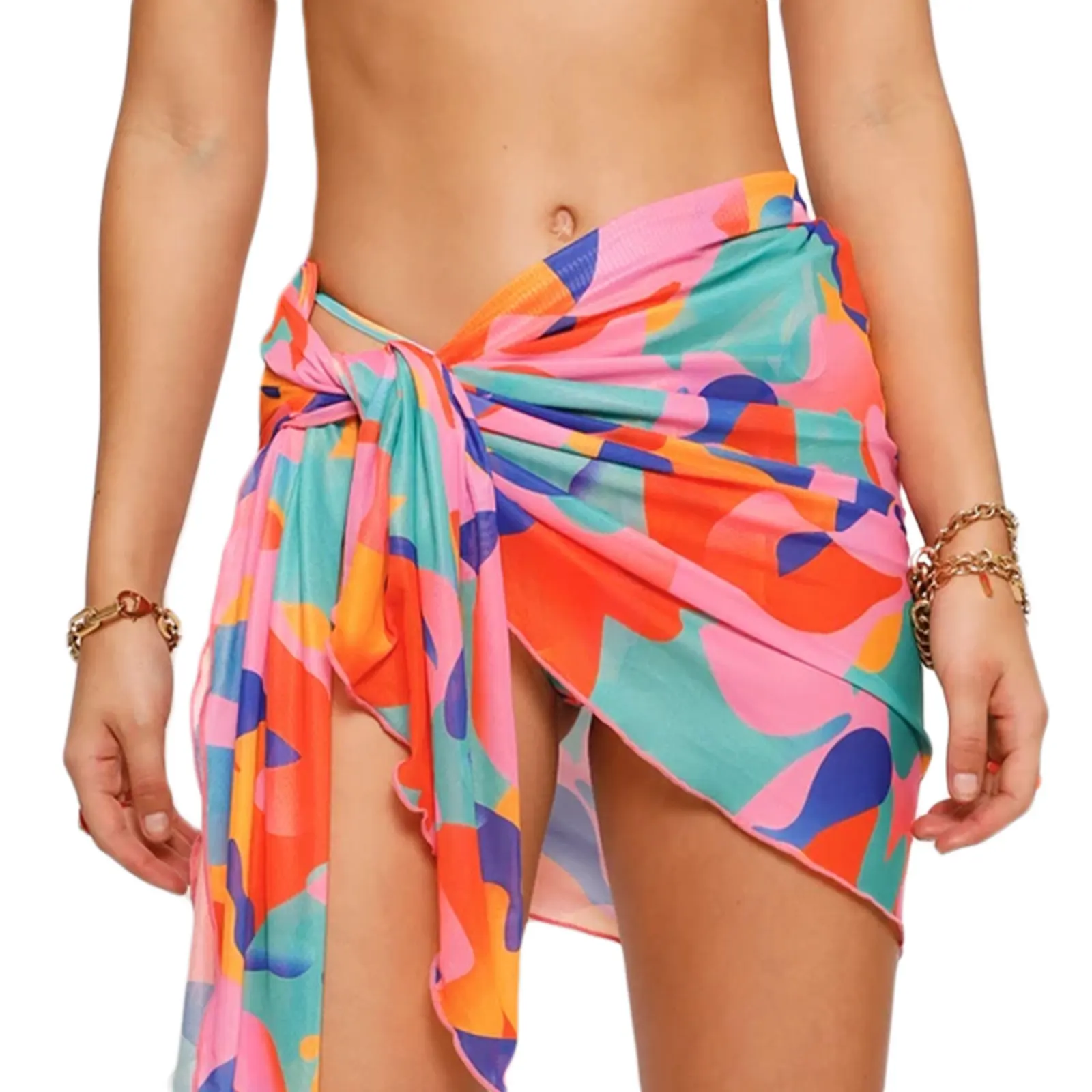 bathing suit wrap Female Chiffon Swimwear Pareo Scarf Beach Cover Up Mini Skirt Floral Print High Waist Lacing Bathing Skirt Beach Dress for Women bikini cover up skirt