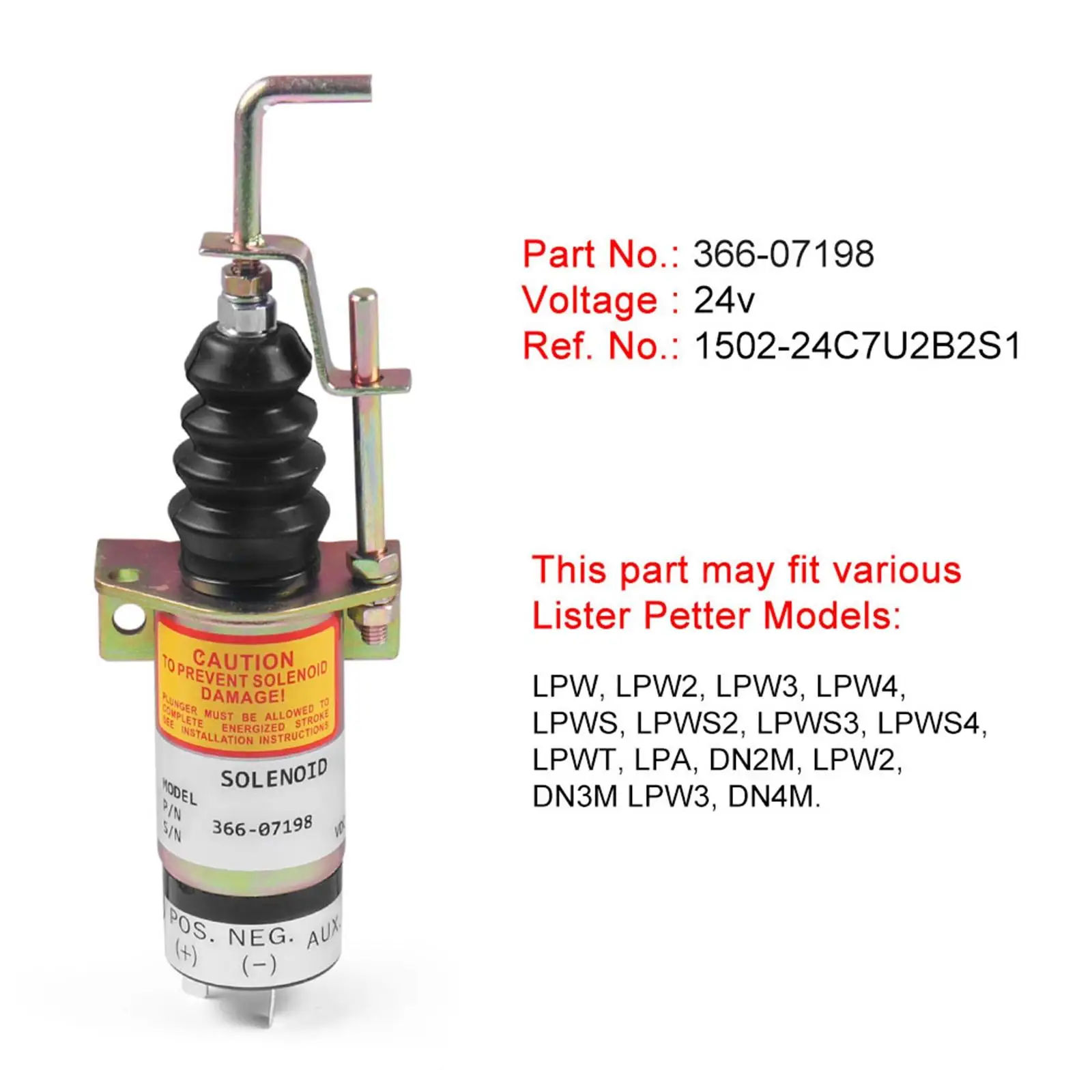 Fuel Shut Off Solenoid 24V 1502-24C7U2B2S1 for Lister Petter Engine with Bracket Professional High Performance Spare Parts
