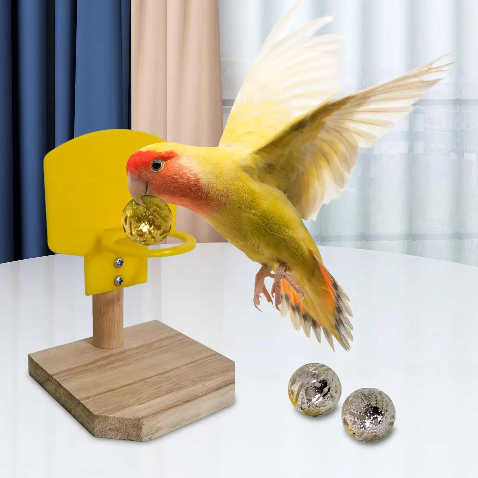 Wooden Bird Toys Basketball Training Parrot Intelligence Toy Budgie Funny Birds Parrot Toys