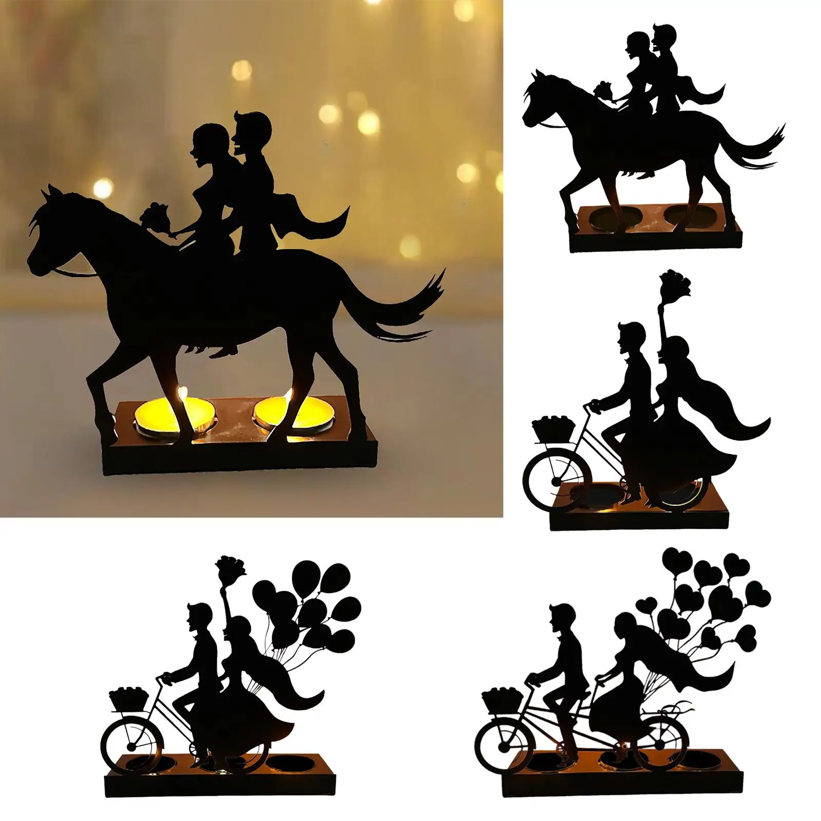 Silhouette Candlestick Tealight Candles Holder Candelabras for Taper Candles Votive Candles Fireplace Dining Room Livingroom