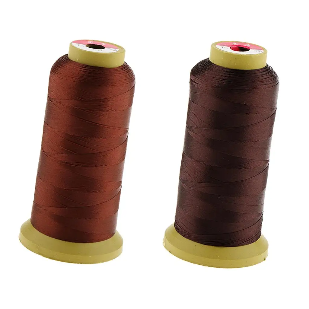 2x Red/Dark Brown Nylon Hair Track Weft Weaving Braiding  Thread 2000m
