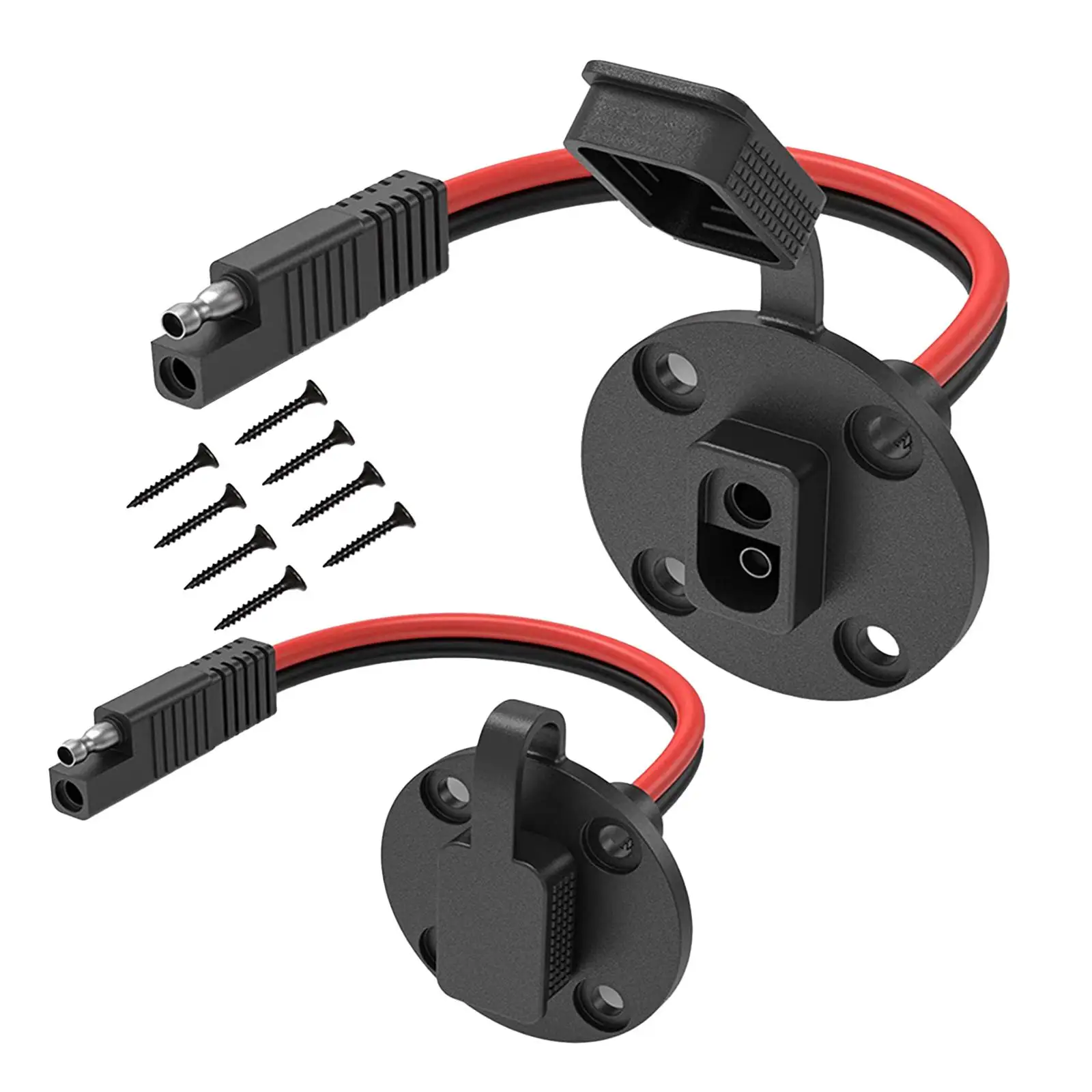 2x SAE Socket 2 Holes Harness Waterproof Cap 12AWG RV Sidewall Port Cars Accessory Tractor SAE Battery Connector Battery Cables