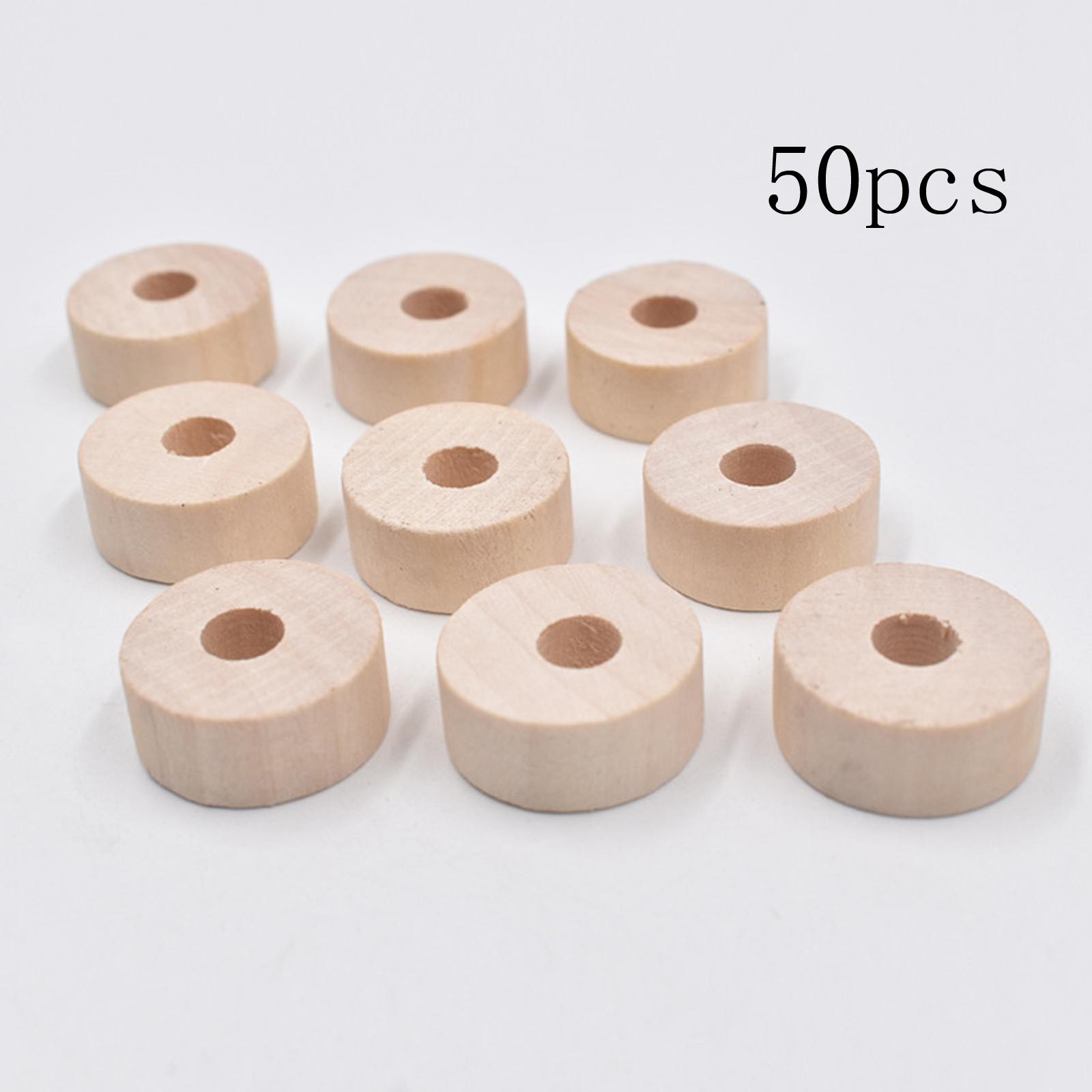 50x 1inch Diameter Unfinished Slab Wooden Wheels 7mm Hole Circle for Crafts Toys Home Decoration Painting Staining Embellishment