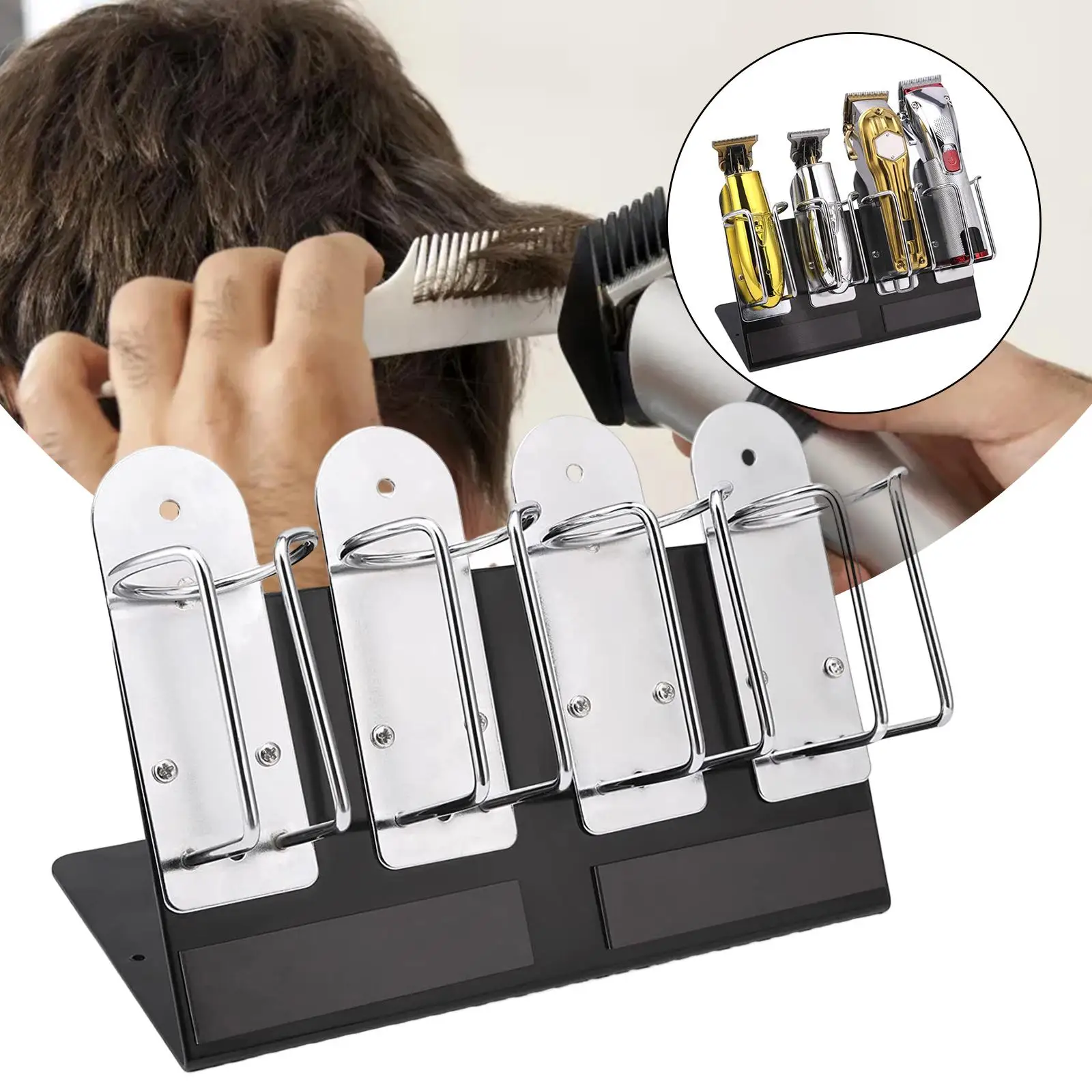 4 Slots Holder, Salon Accessories Beard Rack, Hairstylist Tools Storage Rack, for Salon Hairdresser Barbers Hairstylist