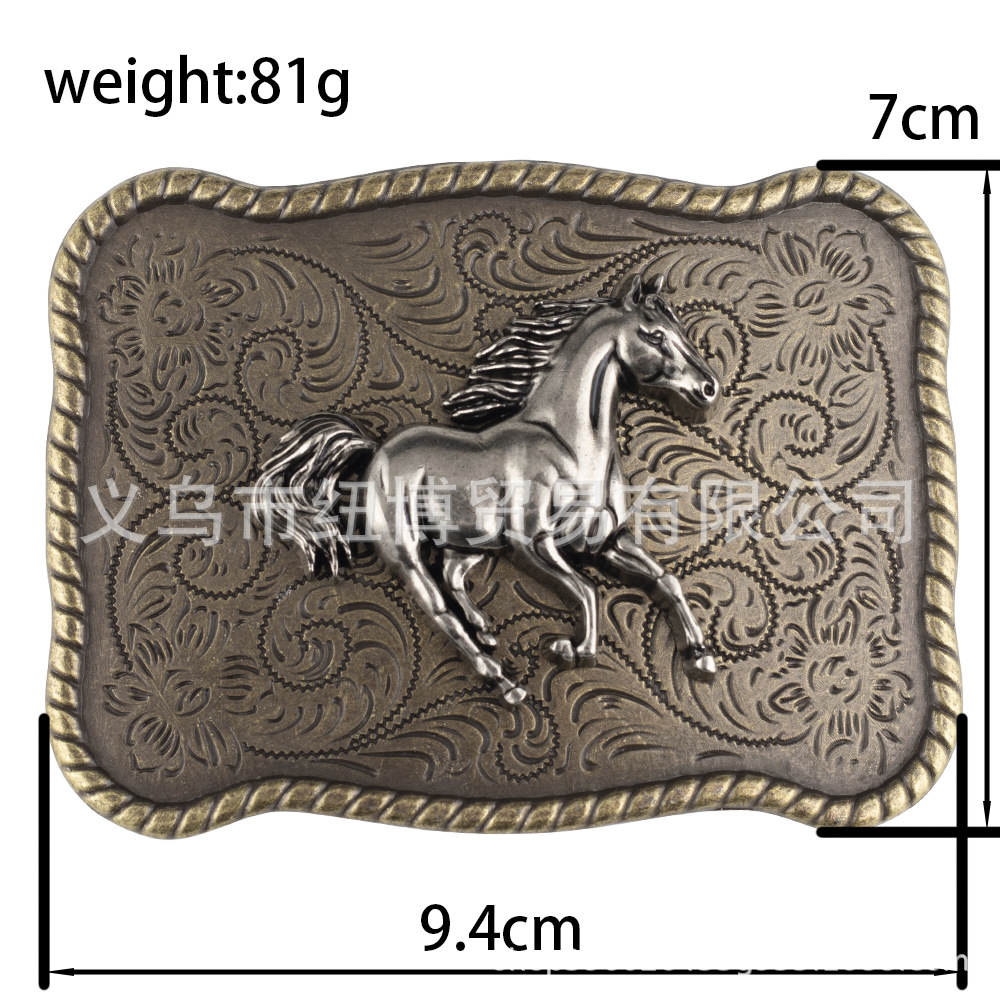 Western Cowboy Boot Gürtel Schnalle Legierung Material 3,8 cm Breite Bronze Mustang – Detail 1