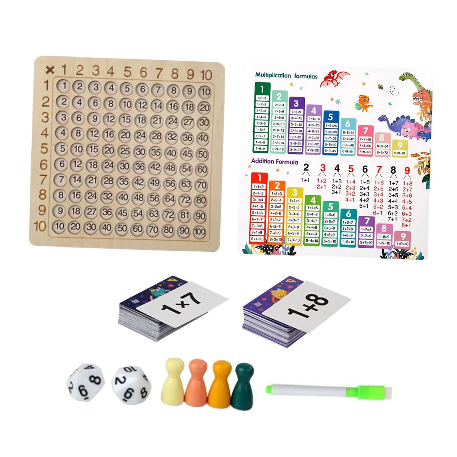 Wooden Math Multiplication Addition Board for Kids Learn While Playing Preschool