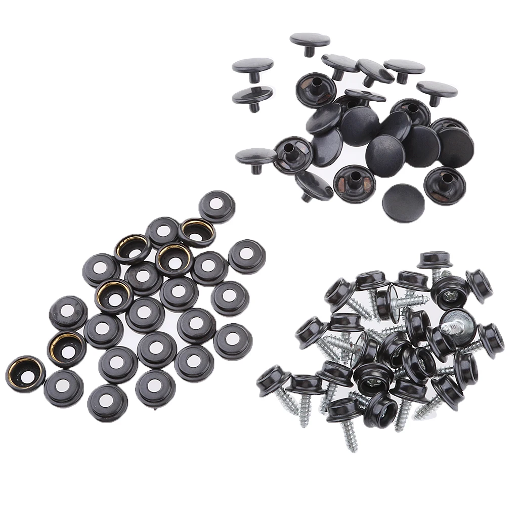 75 Pieces Stainless Steel Boat Marine Cover Fastener Snap 12mm Screw Socket Kit