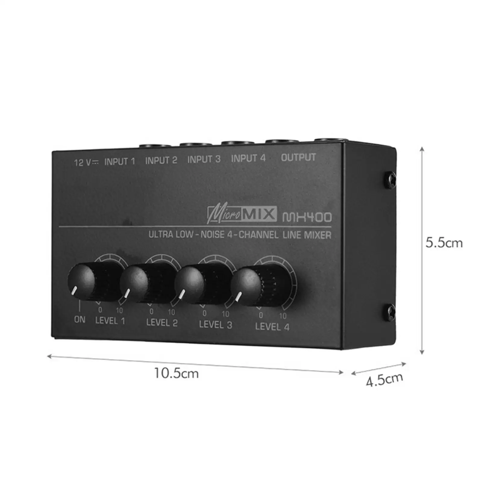 Audio Mixer 4 Input 1Output Equalizer Digital Mixing System Mixing Console Stereo Mixer for Bass Bars Home Party Live Broadcasts