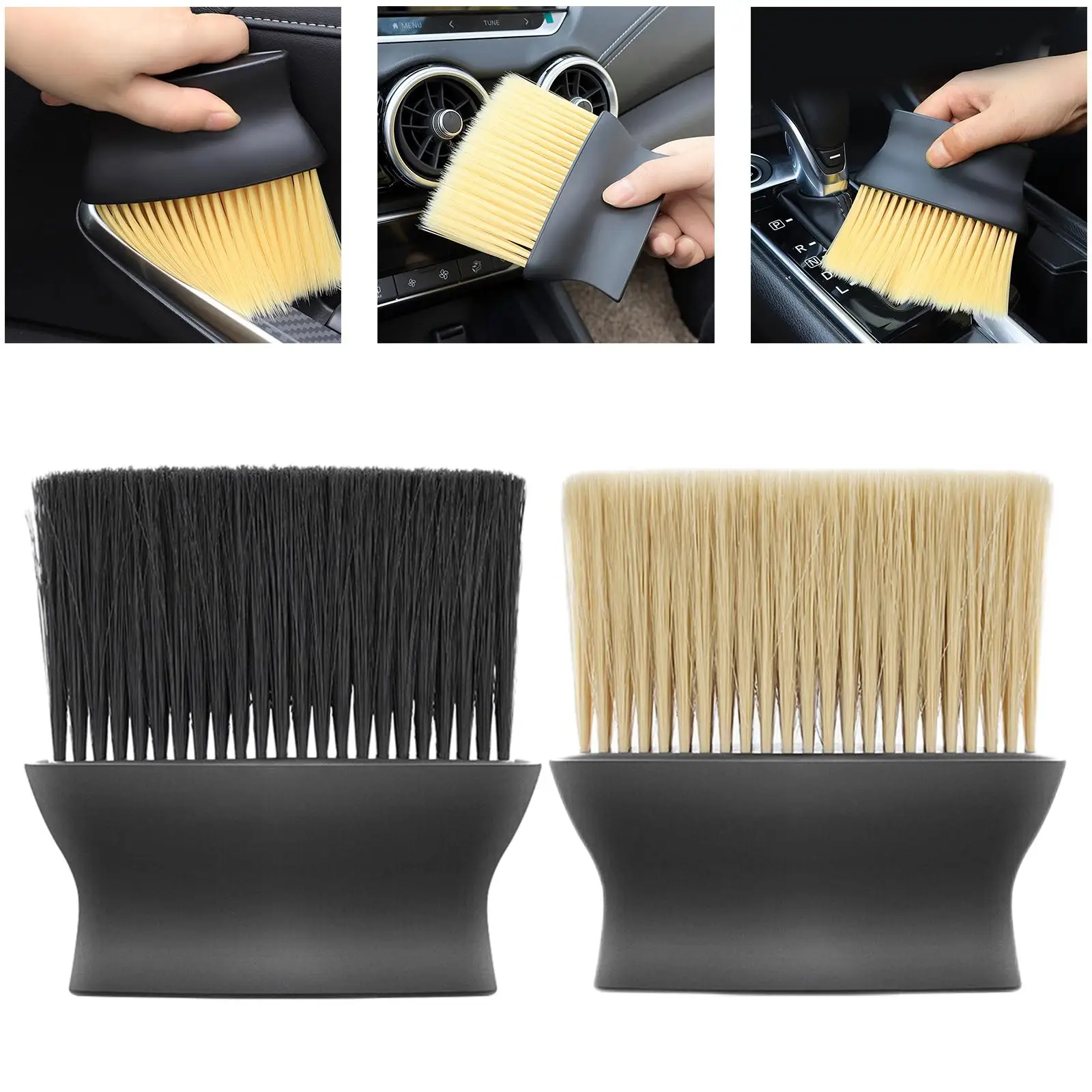 Car Interior Detailing Brush Short Handle Dust Removal for Air Conditioning Air Outlet Dashboard Home Comfortable Grip