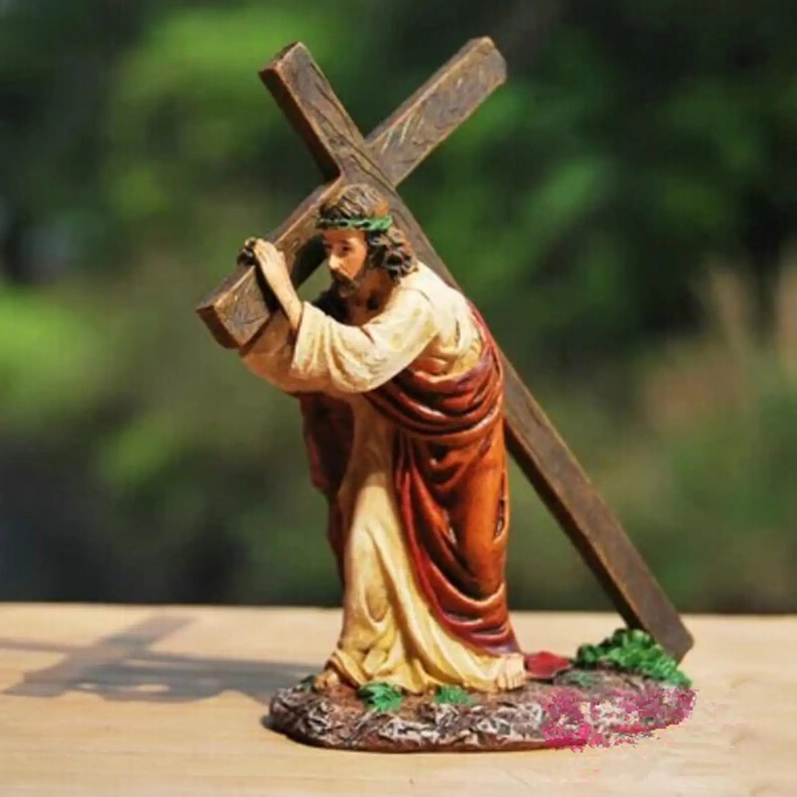 Statue Cross Figurine Christ Holy Decor Sculpture Tabletop Collection