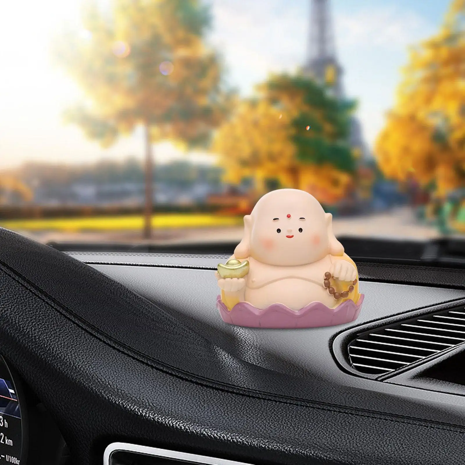 Mini Maitreya Buddha Statue Car Dashboard Ornament Handmade Craft Dolls Adorable