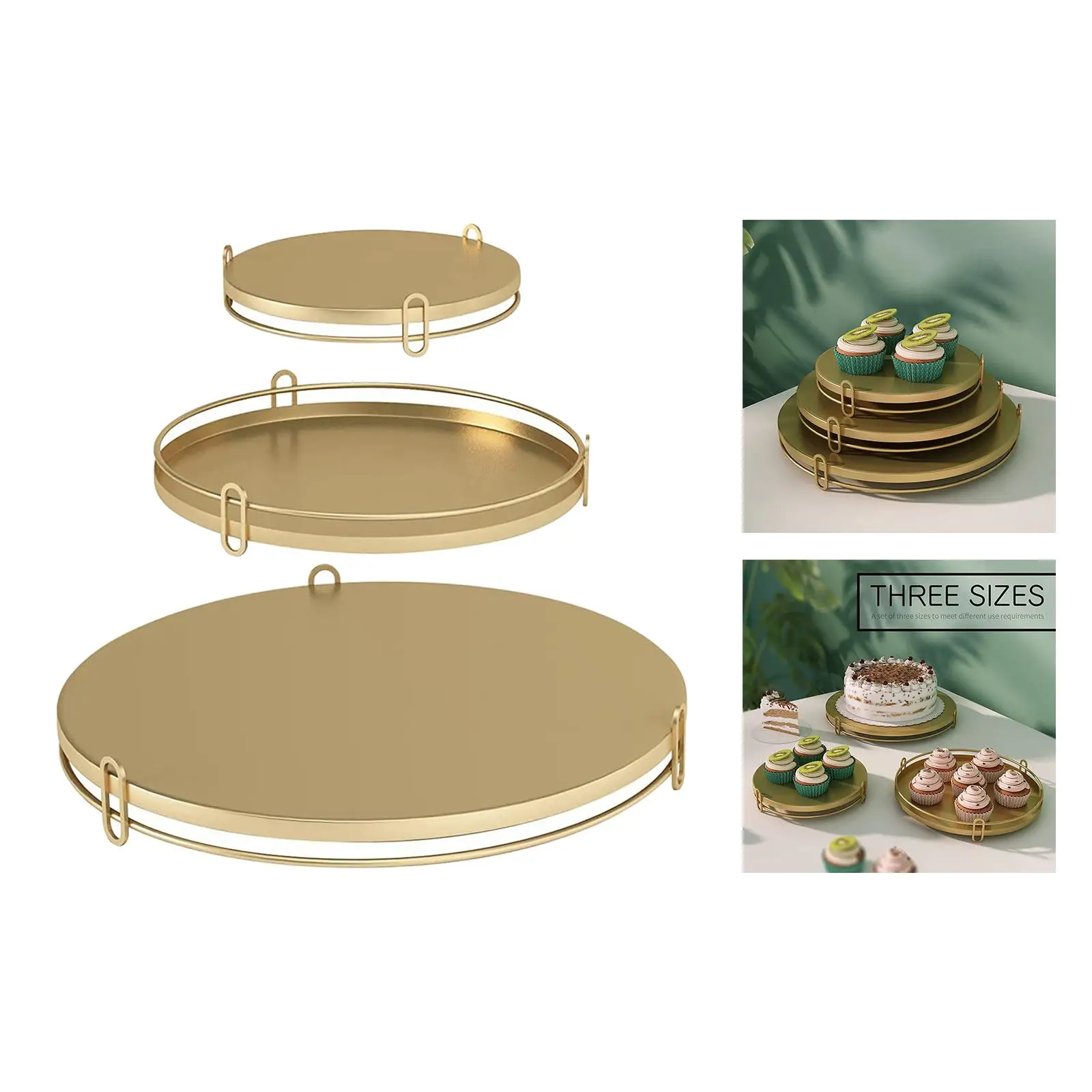 Pack of 3 Count Golden Dessert Stand Cupcake Stand for Home Decorating Variety of Uses Cosmetic Organizer Elegant Fruit Plate