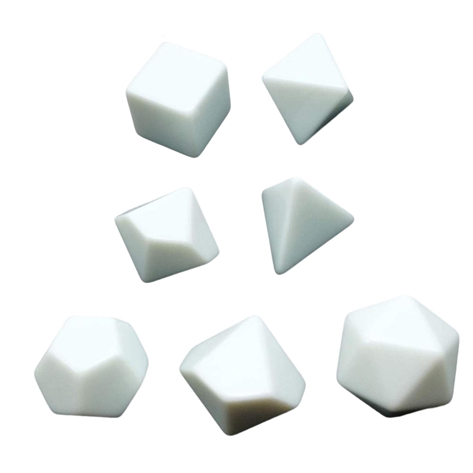 7Pcs Acrylic Empty Dices Polyhedral RPG Dices Set for Classroom Board Game, DIY Sticker, Dices Making, Party Supplies