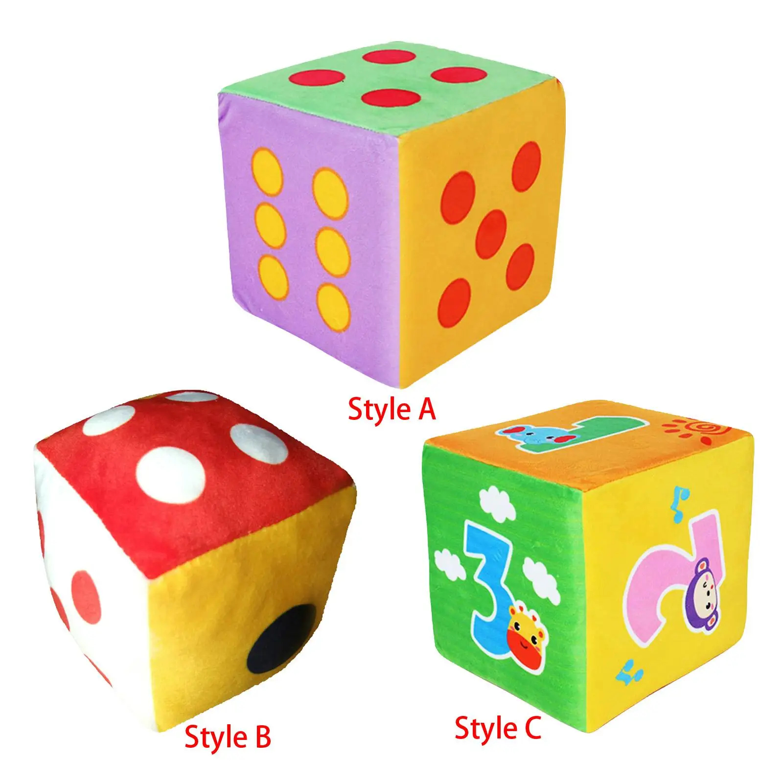 6 Sided Plush Dices Learning Educational Toy Playing Dices for Toddlers Kids