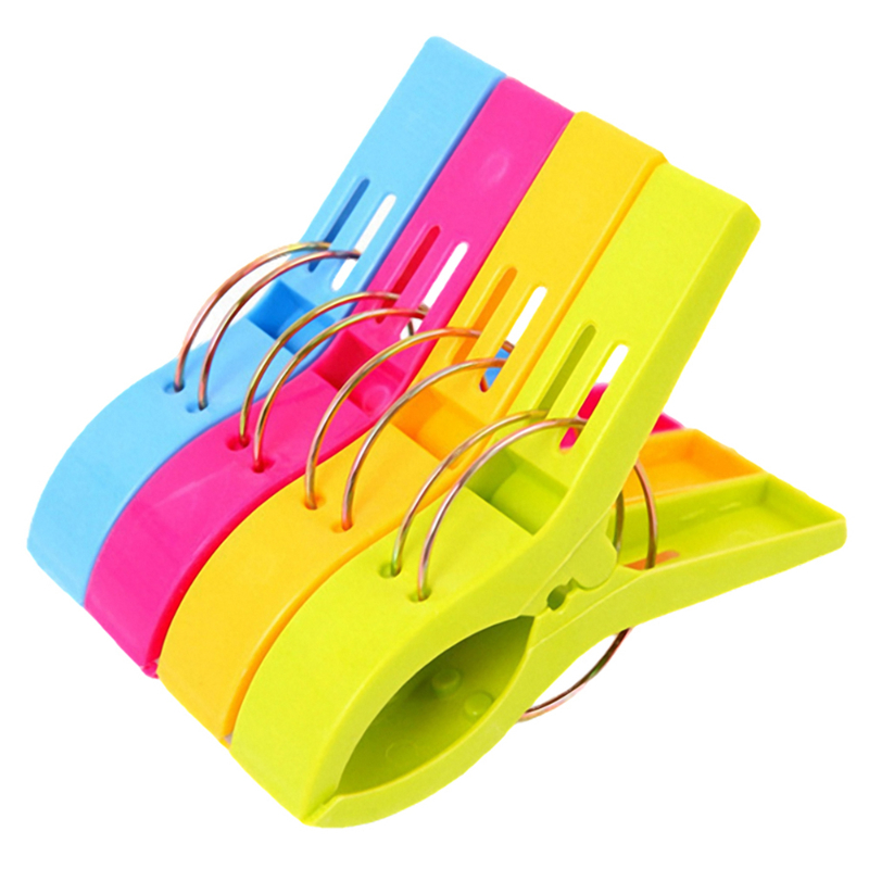 Description Picture 3 of item4/8pcs Large Bright Colour Clothes Clip Plastic Beach Towel Pegs Clothespin Clips To Sunbed Home Wardrobe Storage High Quality