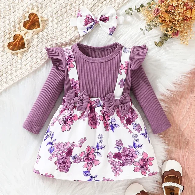 KAYDEA Dress for Kids 3 Months 3 Years Old Birthday Korean Style Long Sleeve Cute Floral Princess Formal